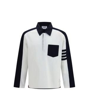 Thom Browne Oversized Rugby Polo With Contrast Collar - Blue