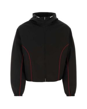 Ferragamo Tech Cotton Blouson Jacket With Contrast Piping - Black