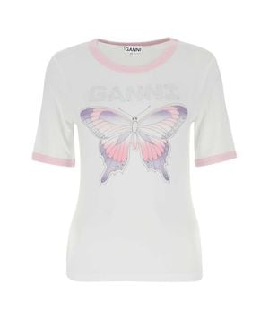 Ganni Stretch Lyocell T-Shirt - White