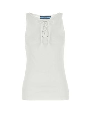 Prada Cotton Tank Tops - White