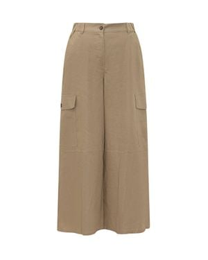 Weekend by Maxmara Wide-Leg Linen Pants With Pockets & Attached Bag - Natural