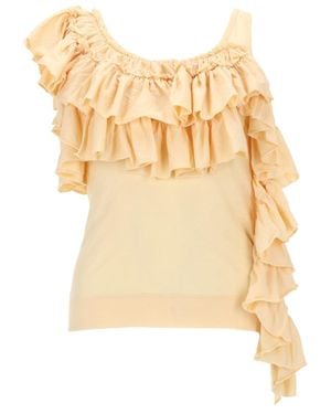 Dries Van Noten Top Con Ruches - Natural