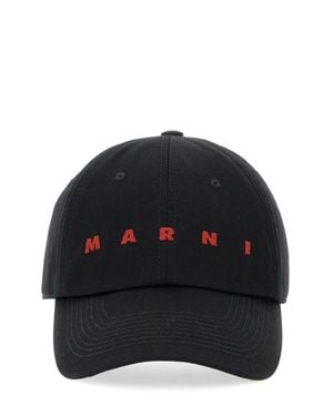 Marni Baseball Hat With Logo Cotton - Black
