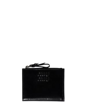 Miu Miu Mini Nappa Leather Wallet With Card Slots - Black