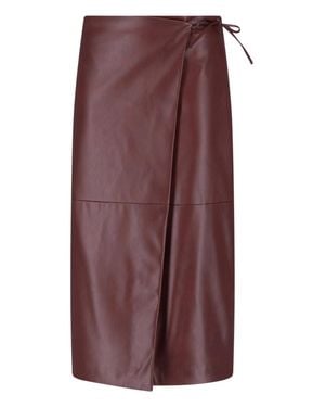 Calvin Klein Faux Leather Wrap Skirt - Purple