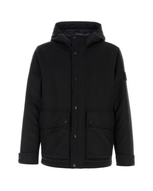 Stone Island Inspired Wool Blend Jacket - Black