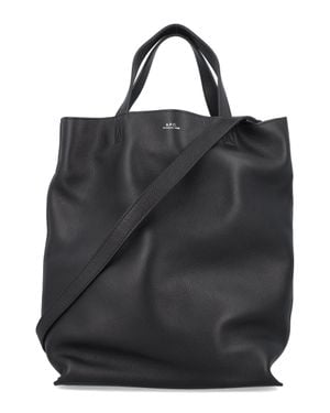 A.P.C. A. P.C. Medium Leather Tote Bag - Black
