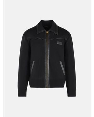 Amiri Leather-Trim Zipped Blouson - Black