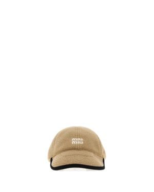 Miu Miu Flannel Baseball Cap - Natural