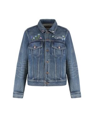 Celine Embroidered Trucker Jacket - Blue