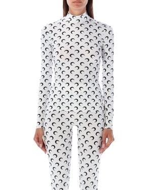 Marine Serre Moon Printed Second Skin Crewneck Top - White