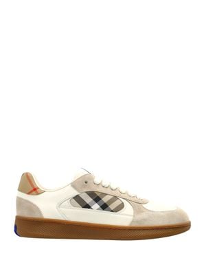 Burberry Contrasting Cuff Sneakers With Equestrian Design - White