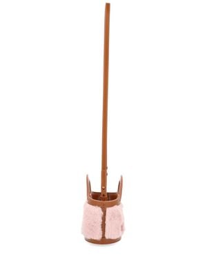 Marni Mini Bucket Bag With Faux Fur Trim - White