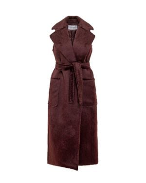 Max Mara Luxurious Long Gilet With Belt - Purple