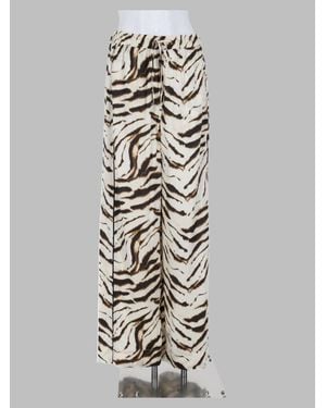 Ganni Printed Wide-Leg Drawstring Pants - White