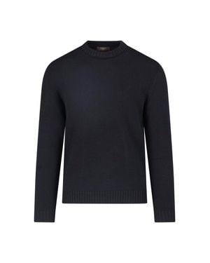 Zanone Ribbed Crewneck Sweater - Blue