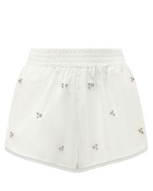 A PAPER KID Stylish Mini Shorts With Unique Applications - White