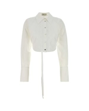 Blumarine Solid Collar Top - White