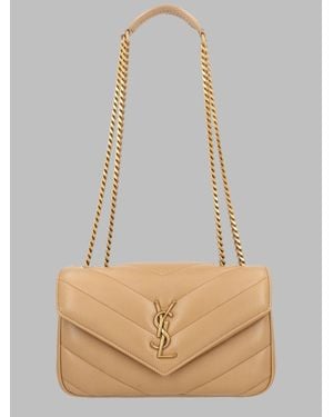Saint Laurent Mini Lambskin Shoulder Bag Made - Natural