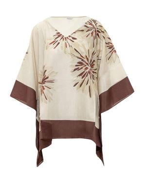 Brunello Cucinelli Elegant Floral Print Blouse - Natural