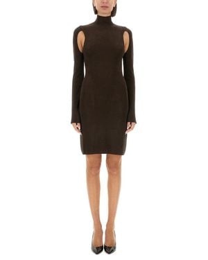 Helmut Lang Ribbed Turtleneck Mini Dress - Black