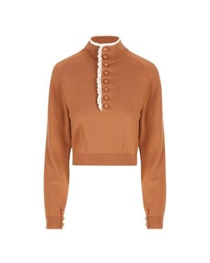 Chloé High-Neck Sweater With Button Closure - White