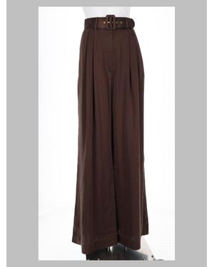 Zimmermann Silk Wide-Leg Pants With Belt - Brown