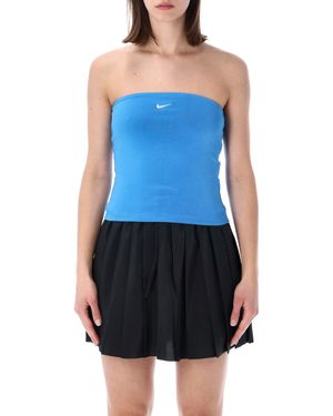 Nike Fitted Bandeau Top With Logo - Blue