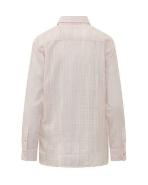 Burberry Checked Button-Up Shirt - White