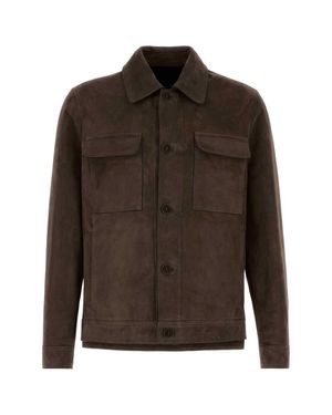 SANTORO Suede Jacket For - Brown
