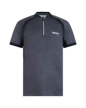 BOSS Technical Short Sleeve Zip-Collar Shirt - Blue