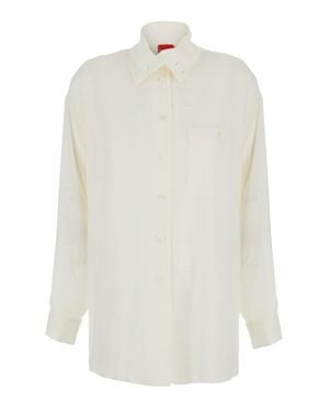 ..,merci Classic Button-Front Cotton Shirt With Collar And Long Sleeves - White