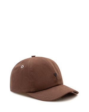Ami Paris Embroidered Mini Cap - Brown