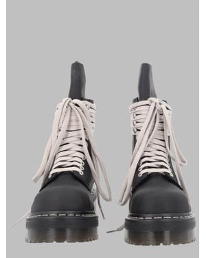 Dr. Martens Leather Mini Combat Boots - Gray