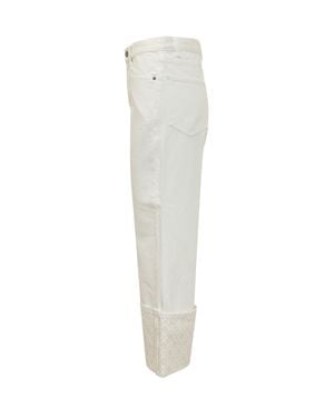Tory Burch Elegant Cuff Straight Leg Pants - White