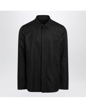 Gucci Gg Supreme Cotton Shirt With Classic Collar - Black