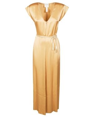 forte_forte Satin Sollo V Midi Dress - Metallic
