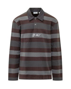 Off-White c/o Virgil Abloh Long-Sleeve Stroke Polo Shirt - Black