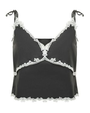 Pinko Lace-Insert Strappy Top - Black