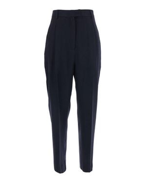 Jucca High-Waist Pleated Straight-Leg Pants With Belt Loops - Blue