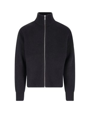 BERNER KUHL Ribbed Zip Front Mock Neck Sweater - Black