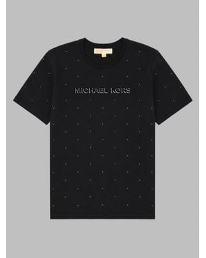 MICHAEL Michael Kors Studded Logo Cotton T-Shirt - Black