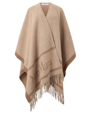 Max Mara Poncho With Fringes - Brown