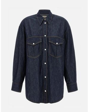 KHAITE Point-Collar Denim Shirt With Snap Front And Patch Pockets - Blue