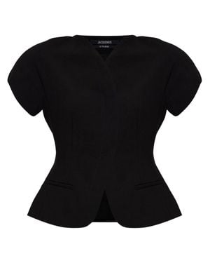 Jacquemus Structured Puff-Sleeve Jacket - Black