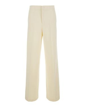 Twinset Madreperl Tech Fabric Pants With Side Pockets And Side Closure - Natural