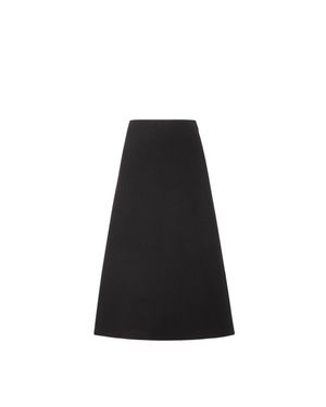 Fendi A-Line Wool Blend Midi Skirt - Black