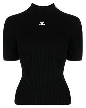 Courreges Courregès Logo Printed Knit Top - Black