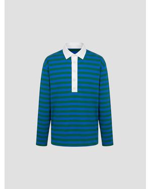 Meta Campania Striped Cotton Rugby Shirt - Blue