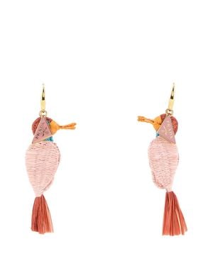 Prada Raffia Mini Earrings For - White